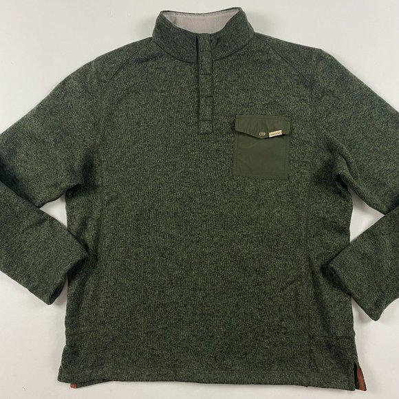 L Woolrich Snap Fleece Pullover Sweater Heather Green - Picture 1 of 12